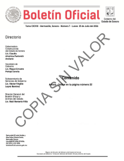 Contenido - Boletín Oficial - Gobierno del Estado de Sonora