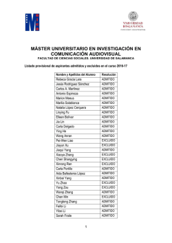 Listado provisional de alumnos admitidos curso 2016-17