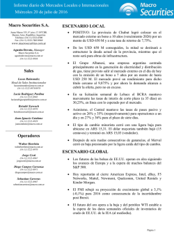 Informe diario de Mercados Locales e Internacionales Miércoles 20