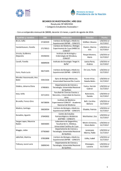Listado de Becarios de Investigación en Cáncer (2016)