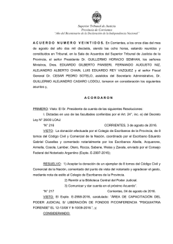 Acuerdo N° 22/2016 - Poder Judicial de Corrientes