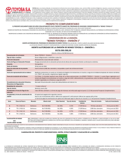 Bonos TOYOSA II &ndash; Emisi&oacute;n 1