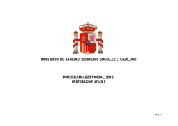 PROGRAMA EDITORIAL 2016 - Ministerio de Sanidad, Servicios