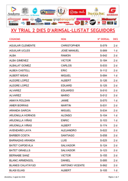 xv trial 2 dies d`arinsal-llistat seguidors