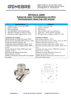 ARTICULO: 2282N Trampa de vapor Termodinámica con filtro