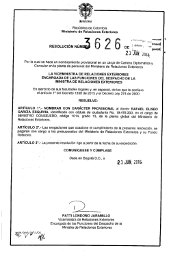 Rafael Eliseo Garc&iacute;a Esquivia - Ministerio de Relaciones Exteriores