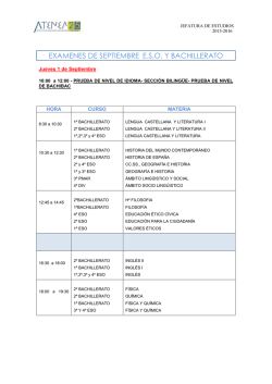 EXAMENES DE SEPTIEMBRE E.S.O. Y BACHILLERATO