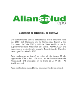 AUDIENCIA DE RENDICION DE CUENTAS ALIANSALUD EPS