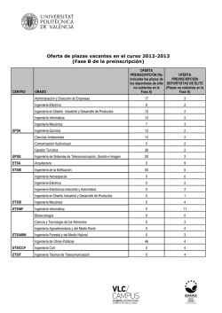 Oferta de plazas vacantes en el curso 2012-2013 (Fase B de