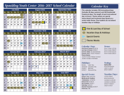 Spaulding Youth Center 2016-2017 School Calendar Calendar Key