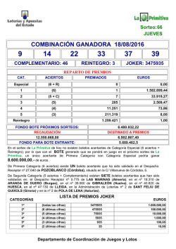 Sorteo 66/16 - Loterias Serrano