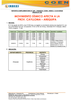 movimiento sísmico afecta a la prov. caylloma – arequipa