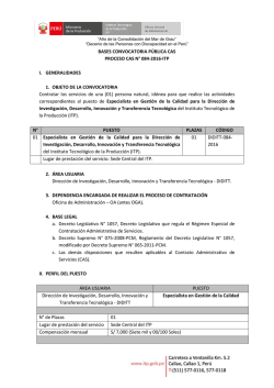 BASES CONVOCATORIA PÚBLICA CAS PROCESO CAS N