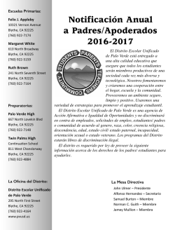 Notificación Anual a Padres/Apoderados 2016-2017