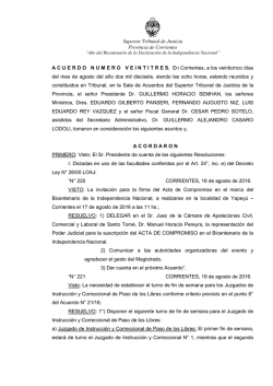 Acuerdo N&ordm; 23/2016 - Poder Judicial de Corrientes