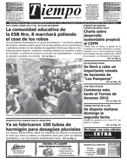 La comunidad educativa de la ESB Nro. 8 marchará pidiendo el