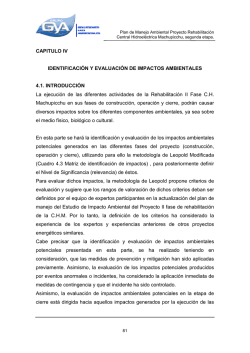 CAPITULO IV IDENTIFICACIÓN Y EVALUACIÓN DE IMPACTOS