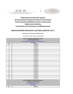 Subsecretaría de Educación Superior BIBLIOTECONOMÍA
