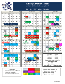 2016-17 Calendar - Albany Christian School