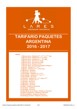 2016 - 2017 tarifario paquetes argentina