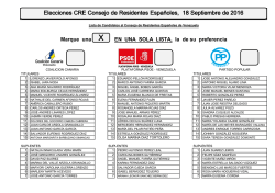 Lista de Candidatos al Consejo de Residentes Españoles de