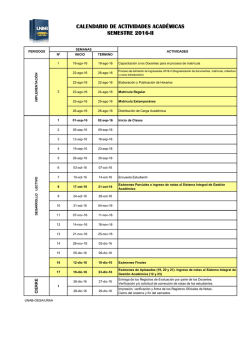 calendario de actividades académicas semestre 2016-ii