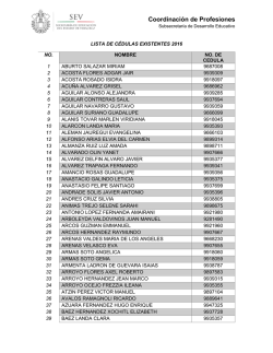 lista de cédulas existentes a agosto de 2016.