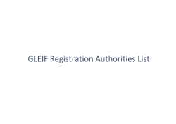 Registration Authorities List