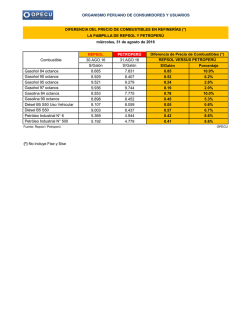 Cuadro comparativo de Precios Repsol y Petroperú, en refinerías, al