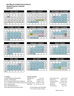 2016 - 2017 Calendar - San Marcos Unified School District