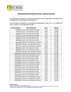 PROGRAMACIÓN ENTREVISTAS PARA ESPECIALIZACIÓN A