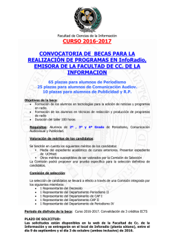 CURSO 2016-2017 CONVOCATORIA DE BECAS PARA LA