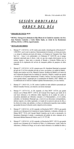 Orden del D&iacute;a 14/09/2016 - Junta Municipal de Asunci&oacute;n