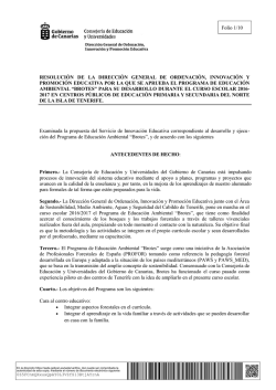 Folio 1/10 RESOLUCIÓN DE LA DIRECCIÓN GENERAL DE