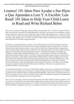 Leamos! 101 Ideas Para Ayudar a Sus Hijos a Que Aprendan a Leer