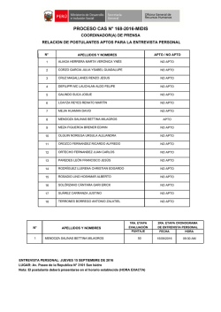 PROCESO CAS N° 168-2016
