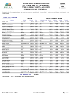 boletin de precios y volumenes precios de mayorista a