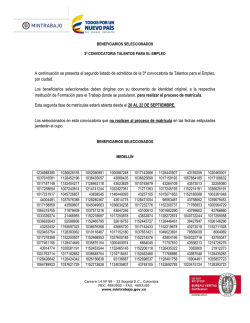 A continuación se presenta el segundo listado de admitidos de la 3ª