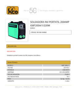 soldadora inv portatil 200amp igbt200a/1/220m