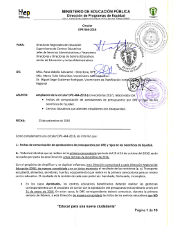 Circular DPE-566-2016 - Ministerio de Educación Pública