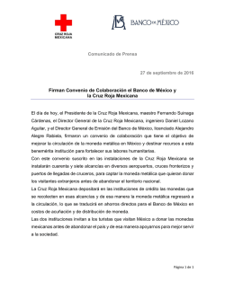 Firman Convenio de Colaboración el Banco de México y la Cruz