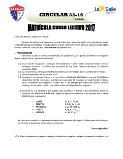 Matrícula 2017 - Colegio La Salle, Costa Rica