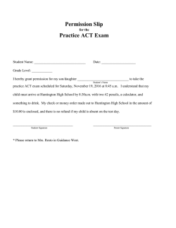 Permission Slip Practice ACT Exam