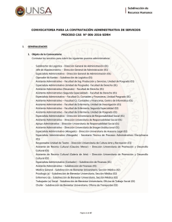 CONVOCATORIA PARA LA CONTRATACIÓN ADMINISTRATIVA