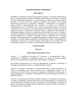 Asamblea Nacional Constituyente PREÁMBULO El pueblo de