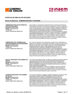 Ofertas difundidas por el Servicio Público de Empleo de ARAGÓN