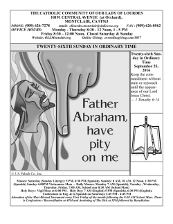 Recent Parish Bulletin - Our Lady of Lourdes Parish