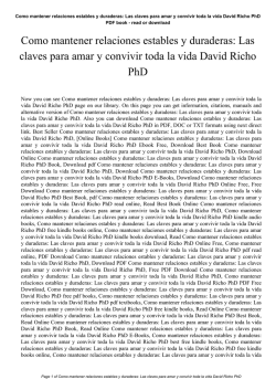 Las claves para amar y convivir toda la vida David Richo PhD