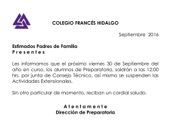 COLEGIO FRANCÉS HIDALGO Septiembre 2016 Estimados Padres
