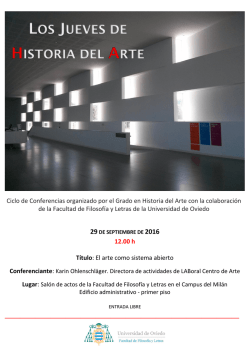 Ciclo de Conferencias organizado por el Grado en Historia del Arte